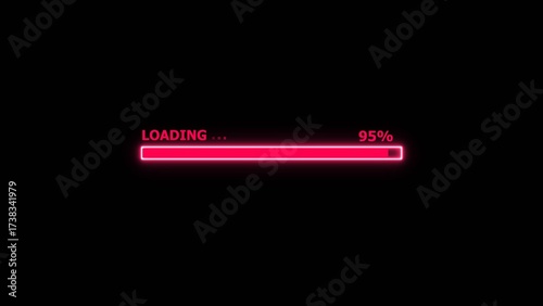 Loading Icon magenta red color 4k illustration. Loading on black background 4k illustration. 