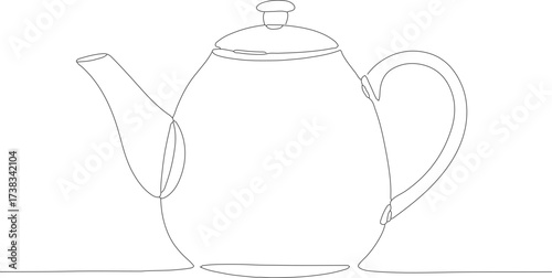 Minimalist Single Line Teapot Kitchenware Illustration, Cute Teapot Drawing Object for Decor