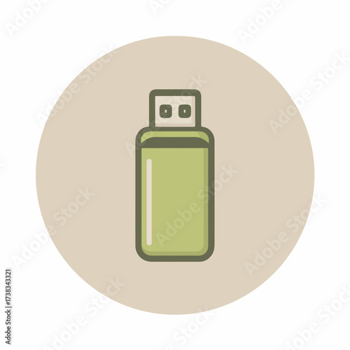 Sleek USB Drive Icon in Minimalistic Style