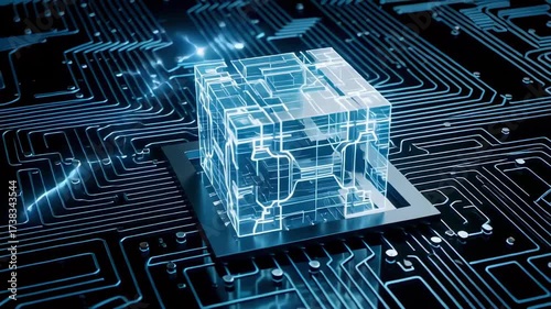 Technology circuit board cube artificial intelligence ai future innovation data network tech
