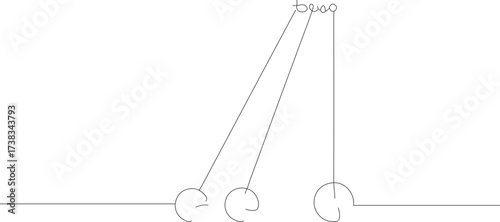 Simple Line Drawing Pendulum Newton Cradle Physics Science Illustration