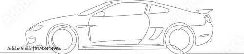 Simple Line Drawing Sport Coupe Car Automotive Transportation Illustration