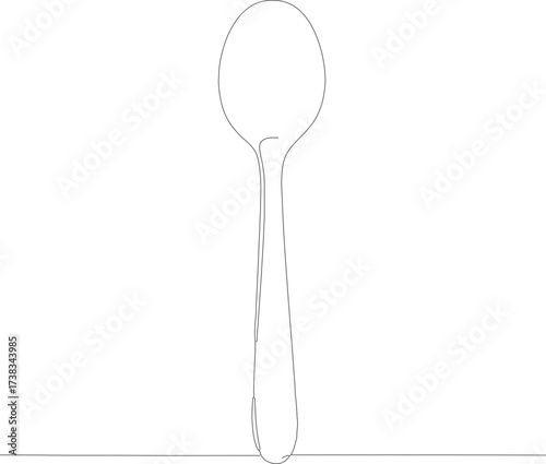 Simple Line Art Spoon Utensil Kitchenware Culinary Supply Illustration
