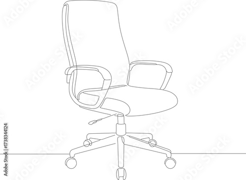 Minimalist Outline Single Line Drawing Ergonomic Office Chair Furniture Illustration