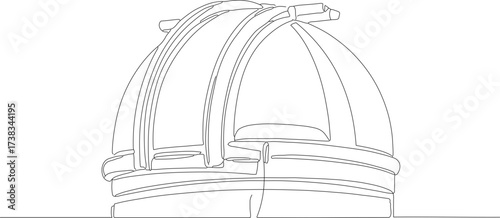 Minimalist One Line Art Observatory Dome Structure Building Line Drawing