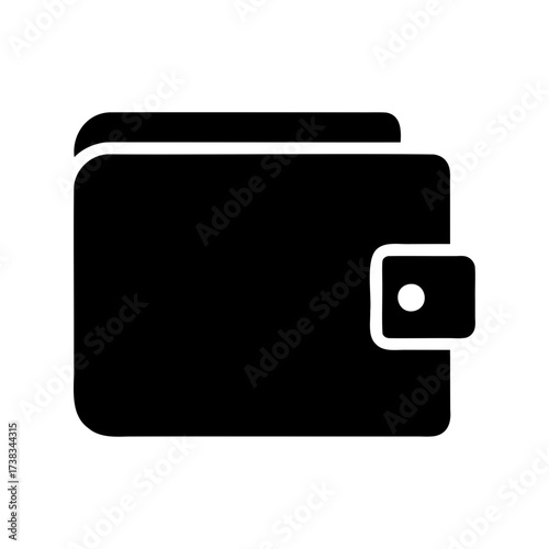Black and white vector image depicting a wallet with a snap closure