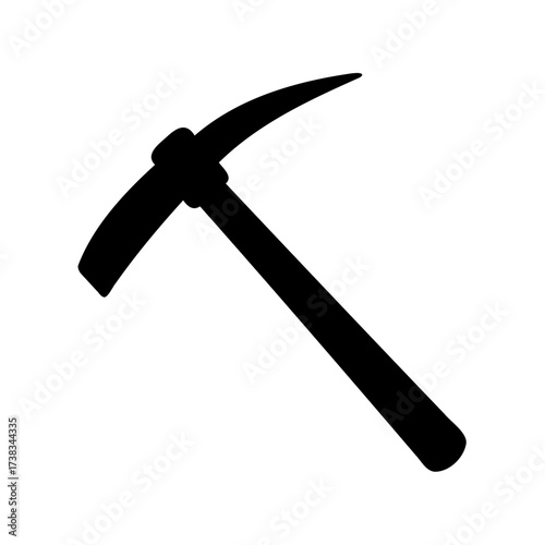 Silhouette Illustration of a Classic Pickaxe Tool Isolated on White Background