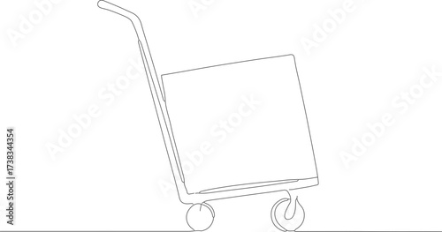 Continuous Line Art Hand Truck Carrying Box Minimalist Illustration