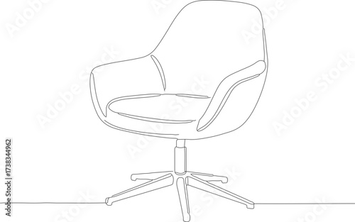 Minimalist Outline Swivel Armchair Line Art Illustration Home Interior Furniture