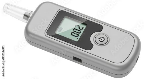 Obraz na plátně Isolated breathalyzer device for personal use, showing low alcohol level and rea