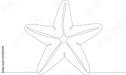 Minimalist Line Drawing Single Continuous Starfish Ocean Creature Illustration