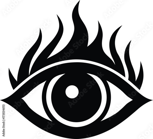 stylized human eye with flames.eps