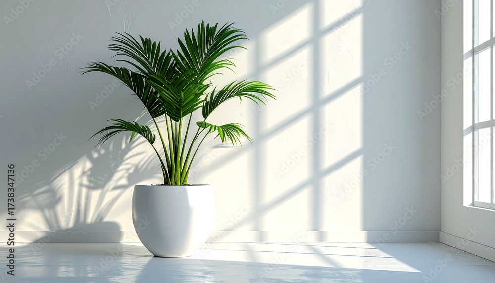 Obraz premium White room with palm plant
