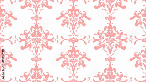 Seamless damask vector pattern. Traditional classic orient ornament. Light pink pattern