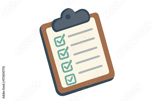 Isometric checklist icon on clipboard. To-do list concept for completed tasks, survey, or exam. Vector for business planning, project management, productivity, and organization.