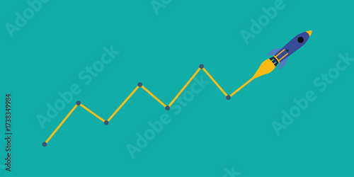 Rocket and investment background. Business and finance banner