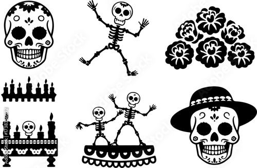day of the dead silhouette bundle