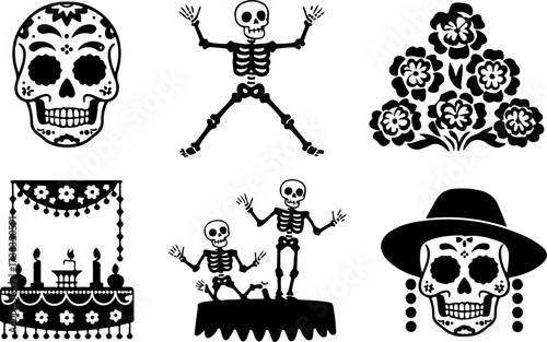 day of the dead silhouette bundle