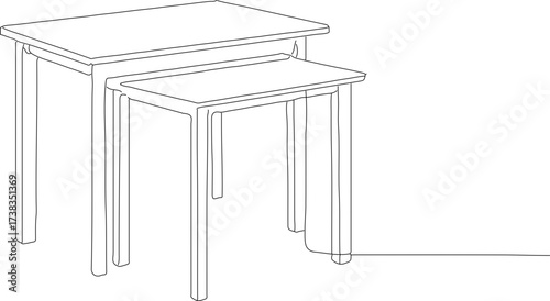 Minimalist Outline Nesting Table Illustration Furniture Decorative Elements