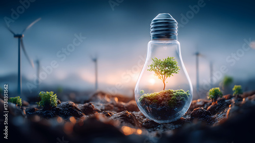 Light bulb plant green energy sustainability eco friendly renewable environment growth clean power nature