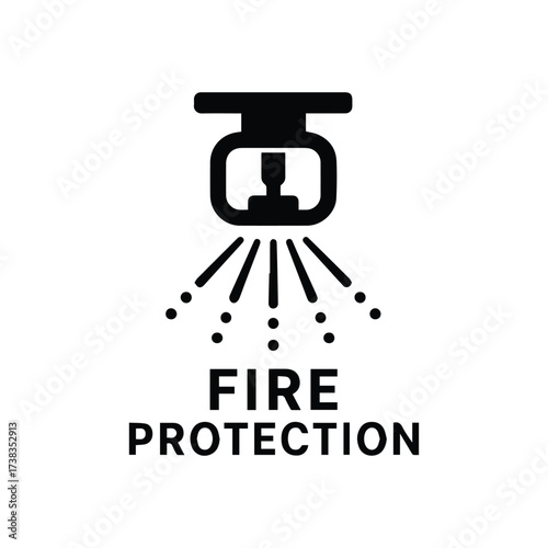 Fire Sprinkler System Icon Vector Illustration of Safety Equipment for Building Protection and Emergency Firefighting Water Spray
