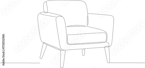 Minimalist One Line Drawing Armchair Simple Continuous Outline Furniture Illustration
