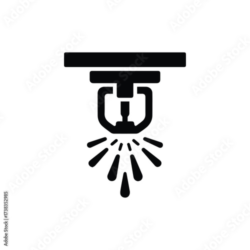 Fire Sprinkler System Icon Vector Illustration of Safety Equipment for Building Protection and Emergency Firefighting Water Spray
