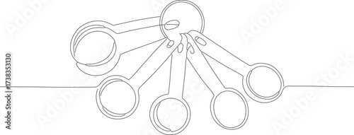 Minimalist Continuous Line Drawing Measuring Spoons Utensil Kitchenware Illustration