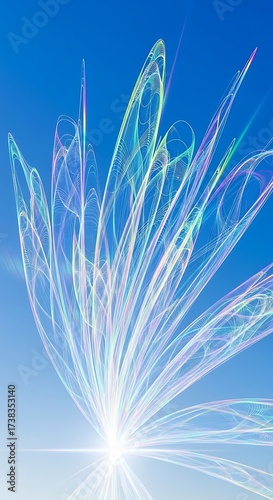 Ethereal Light Trails Ascending into the Azure Sky.
