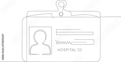 Outline Minimalist Continuous Line Drawing Hospital Staff Identity Card Clip