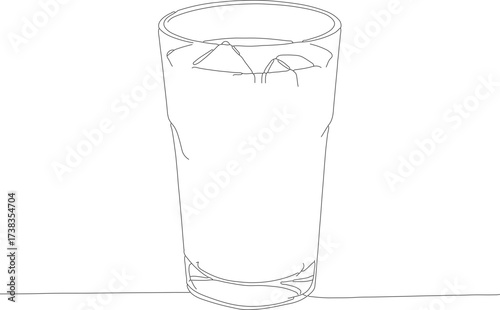 Minimalist Outline Cold Iced Drink in Tall Glass Illustration