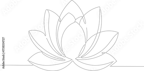 Minimalist One Line Drawing of Elegant Lotus Flower Blossom Design