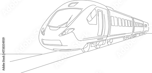 Outline Simple Train Line Art Illustration Traveling Transportation