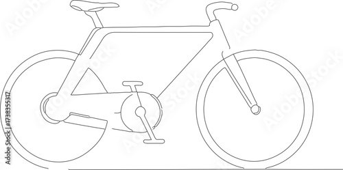 Simple Outline Line Drawing Modern Bicycle Transportation Vehicle Illustration