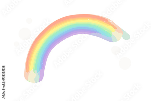 Rainbow highlight on a light background. Bokeh glare effect. Glittering overlay for social media. Vector illustration. Pastel color spectrum arc. Magic fantasy shine. Pride concept.