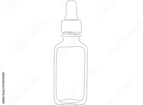 Minimalist Outline Essential Oil Bottle with Dropper Cosmetics Illustration