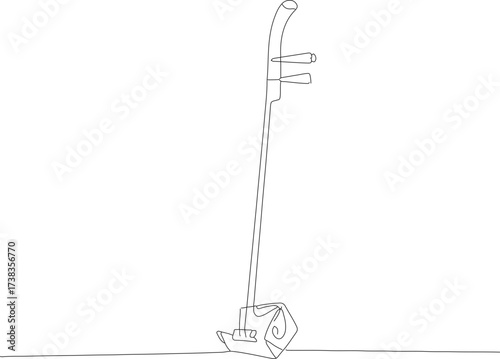 Minimalist Outline Line Erhu Musical Instrument Traditional Chinese Stringed Instrument