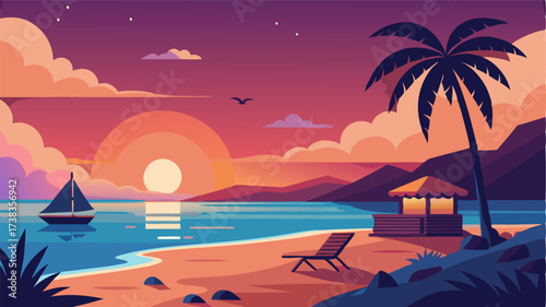 A tranquil retreat with nothing but the sound of the ocean and the mesmerizing colors of sunset to soothe the soul at this sunset beach.