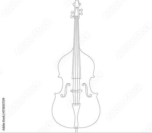 Detailed Outline Drawing Upright Bass Musical Instrument Music Orchestra Illustration