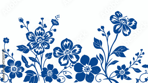 Blue and white damask vector seamless pattern. Vintage, paisley elements. Traditional, Turkish motifs. Great for fabric and textile, wallpaper, packaging or any desired idea.