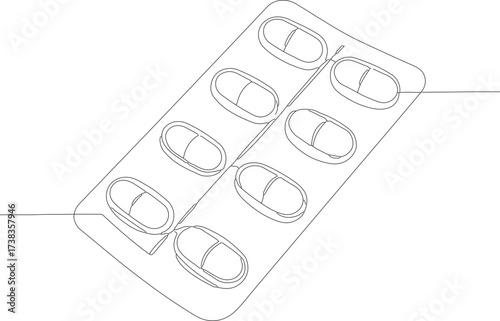 Minimalist Outline Blister Pack Medicine Pill Tablet Medication Healthcare Icon