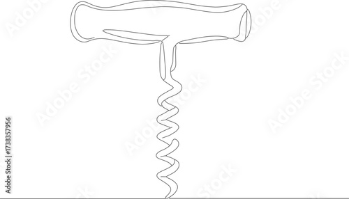Simple Line Art Wine Corkscrew Hand Drawn Tool Icon Symbol