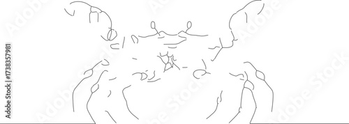 Sketchy Line Art Crab Silhouette of Marine Animal Seafood Element