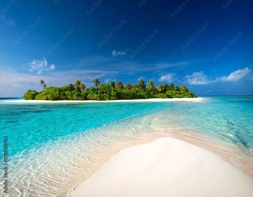 Fototapeta premium beautiful tropical maldives island with white sandy beach and sea