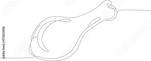 Minimalist Continuous Line Drawing of Fried Chicken Drumstick Food Illustration