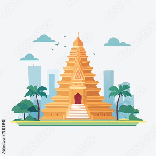 Illustration vectorielle minimaliste d’Angkor Wat