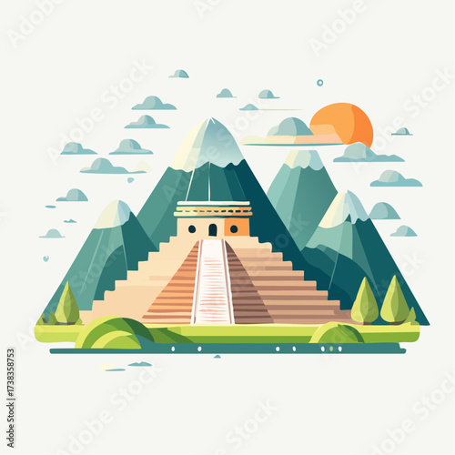 Illustration vectorielle minimaliste du Machu Picchu