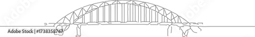Minimalist Line Art Detailed Arch Bridge Construction Landmark Drawing