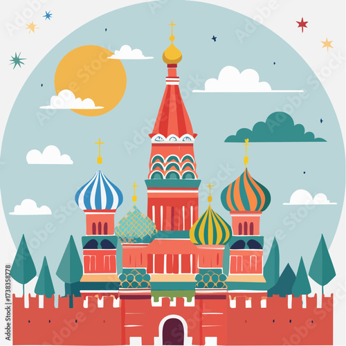 Symbole emblématique de la Russie en design plat