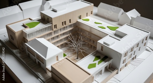Architectural Model of a Courtyard Building Design.